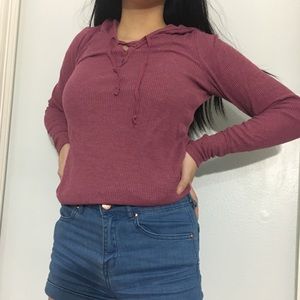 Long sleeve top with hood